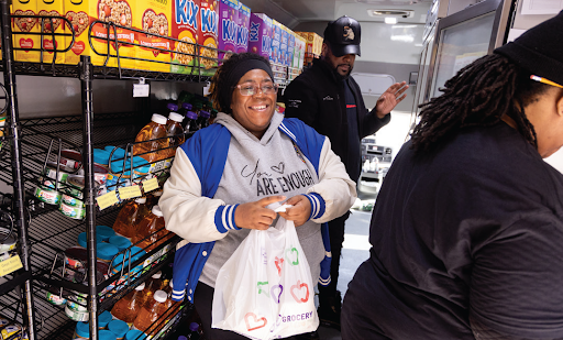 Marlisa shopping at the Wic grocery Mobile Unit