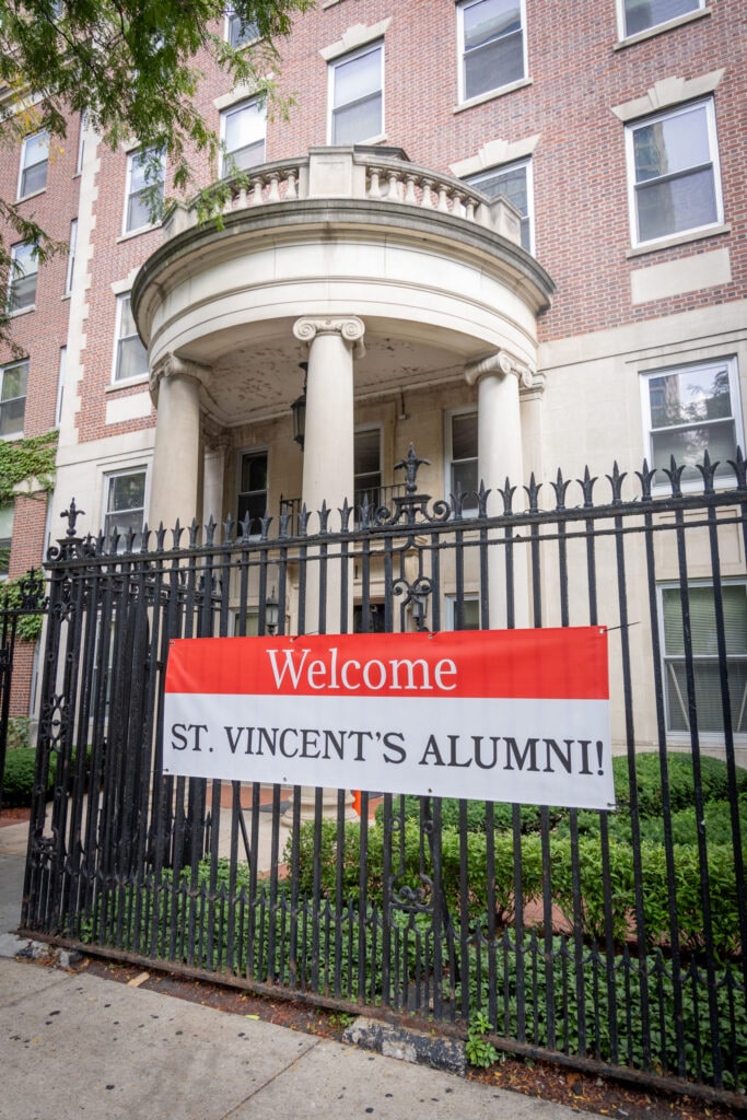 Welcome sign outside of Catholic Charities during the 2025 ST. VINCENT ADOPTEE REUNION